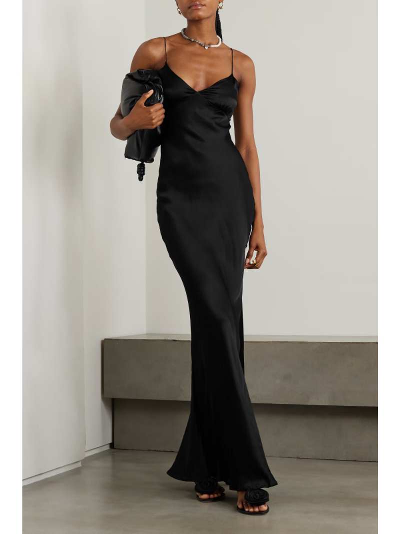 FAITHFULL THE BRAND + NET SUSTAIN Black Santiana open-back LENZING ECOVERO-satin maxi dress  NET-A-PORTER