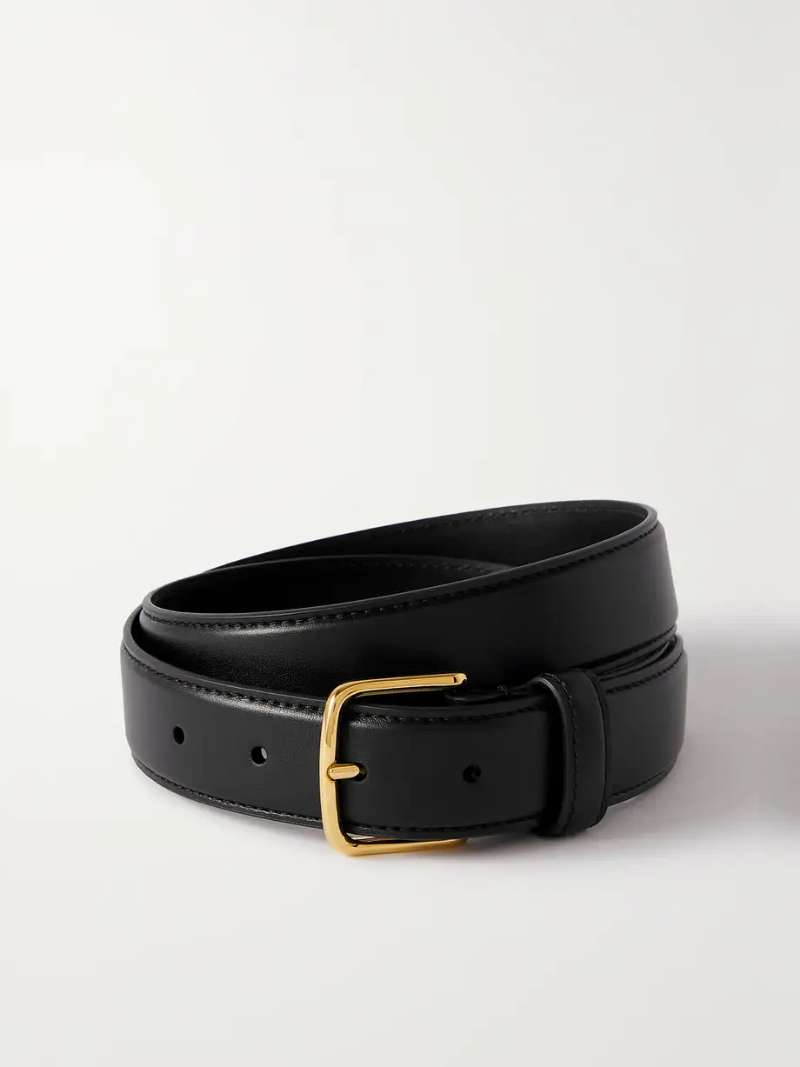 THE ROW Black Gold Leather belt  NET-A-PORTER