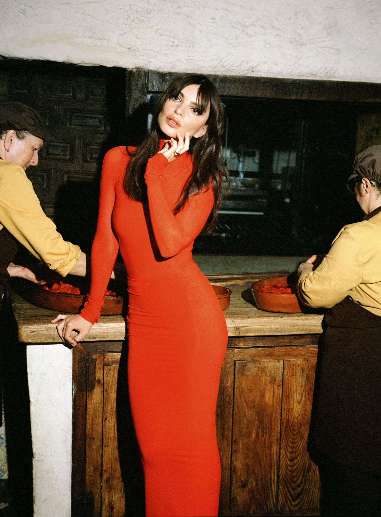 Emily Ratajkowski in Alaia Red Dress by Brett Lloyd for Vogue Spain May 2023