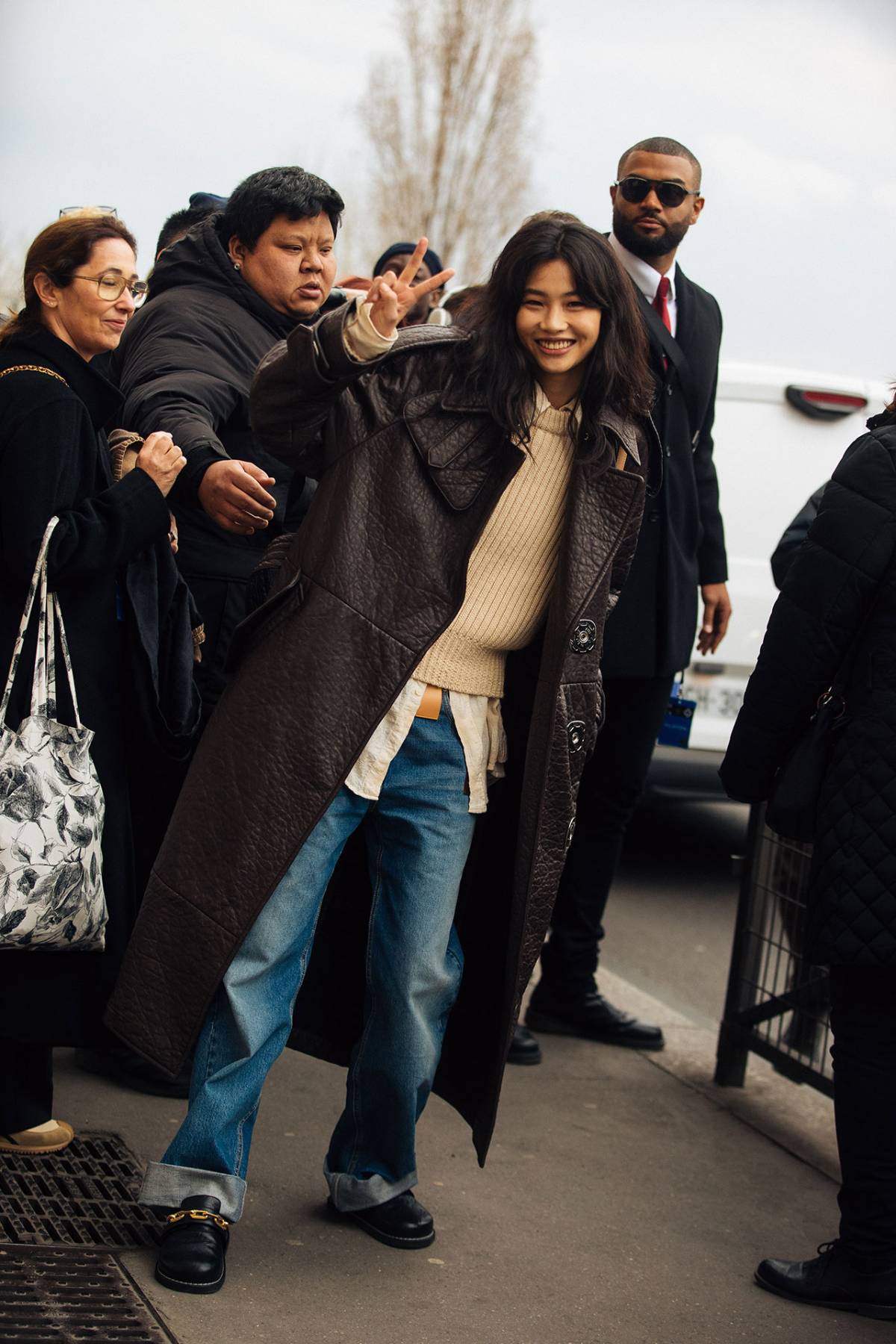 Hoyeon Jung Off-Duty Model Outfits at Paris Fashion Week Fall-Winter 2023