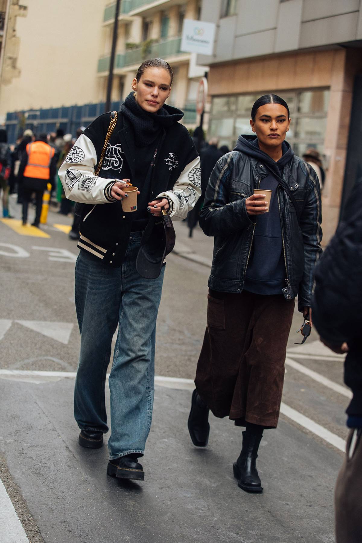 Margo Millen Baggy Jeans & Ylang Messenguiral Off-Duty Model Outfits at Paris Fashion Week Fall-Winter 2023