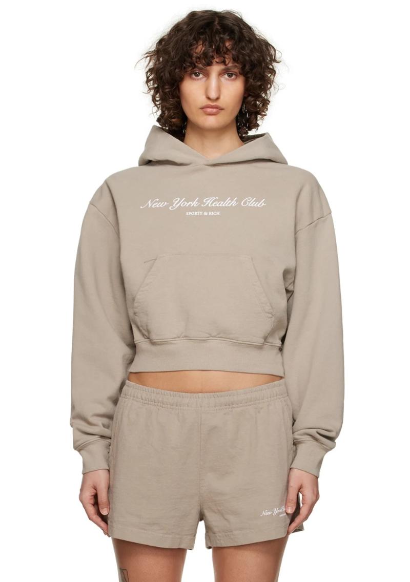 Taupe 'NY Health Club' Hoodie by Sporty & Rich on Sale