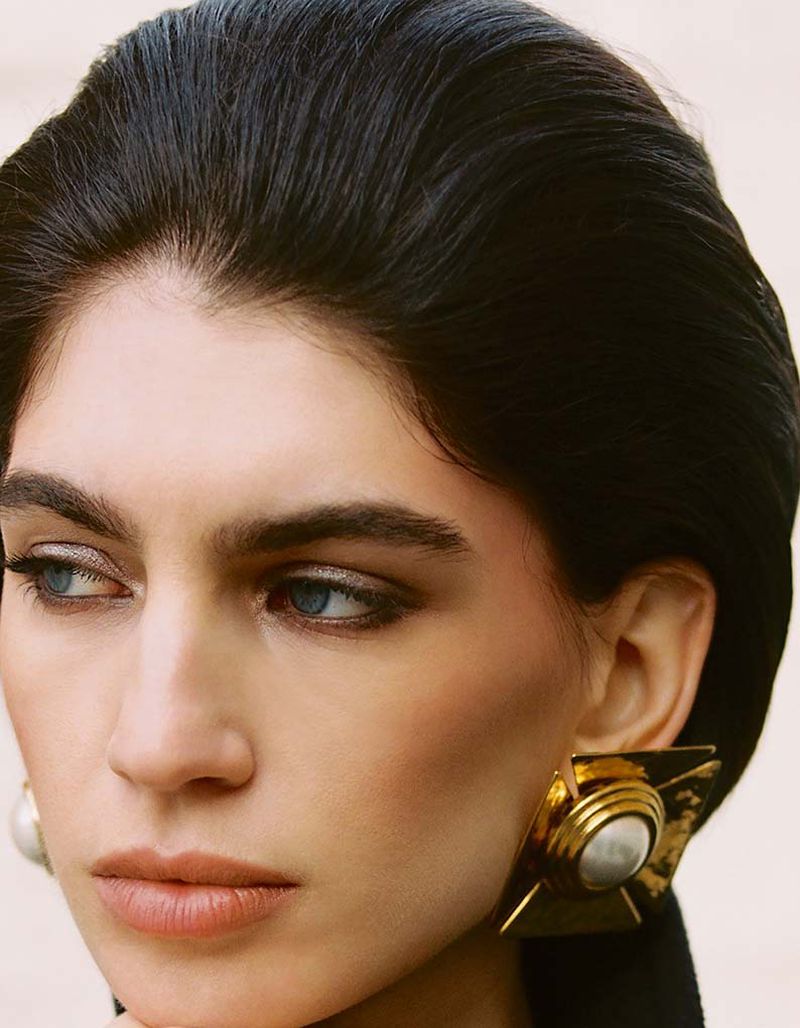 Agnese Furlanis in Saint Laurent Gold Earrings by Priscillia Saada for Indie Magazine Spring-Summer 2023