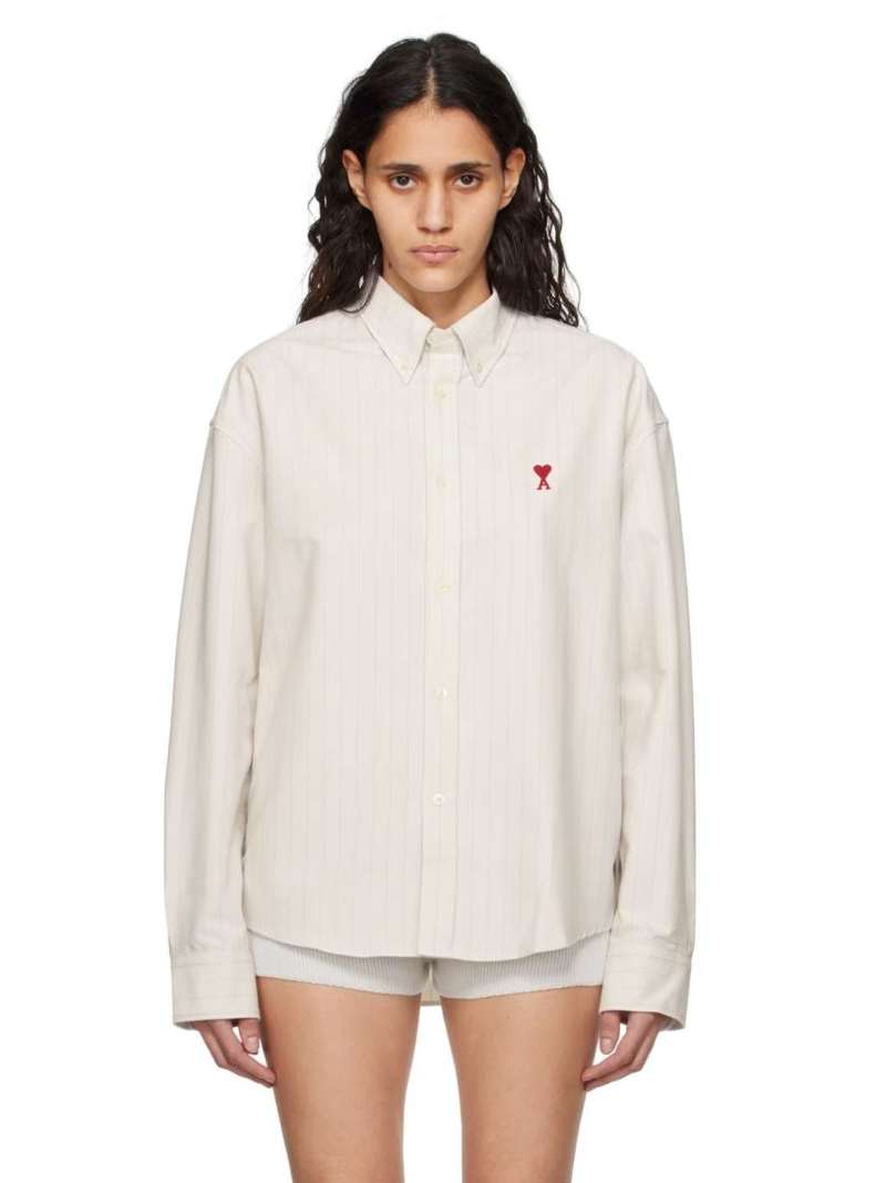 Beige & Blue Ami de Cœur Shirt by AMI Paris on Sale