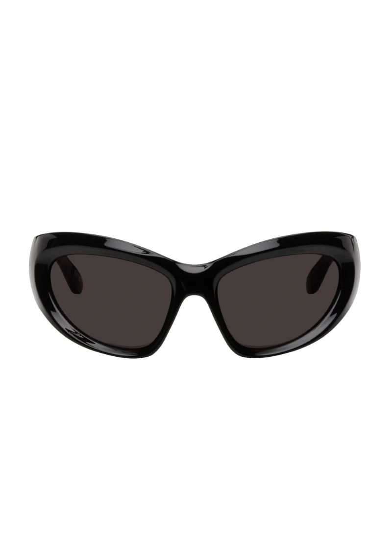 Black Wrap D-Frame Sunglasses by Balenciaga on Sale