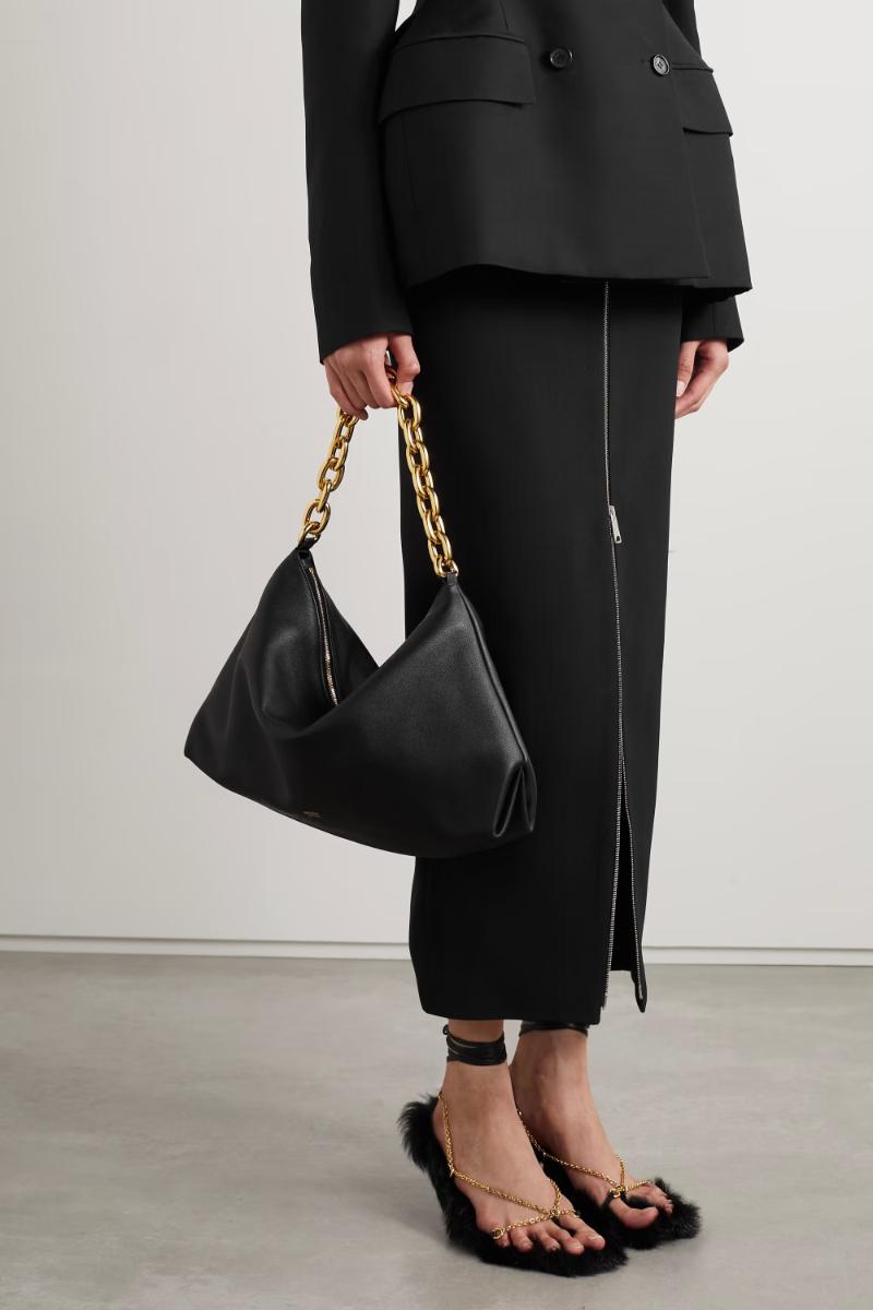 KHAITE Clara chain-embellished leather shoulder bag NET-A-PORTER