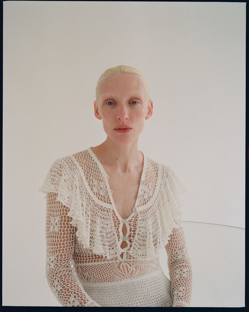 Maggie Maurer in Chanel White Cotton Dress by Bec Parsons for Love Want Magazine Spring-Summer 2023
