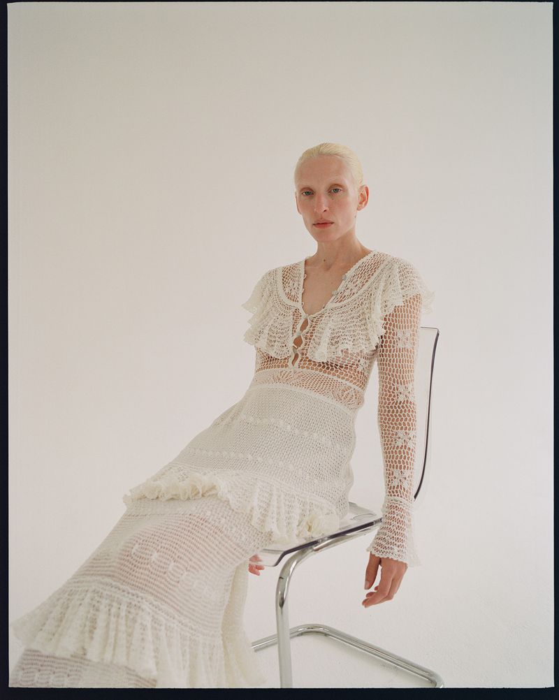 Chanel White Cotton Crochet Dress