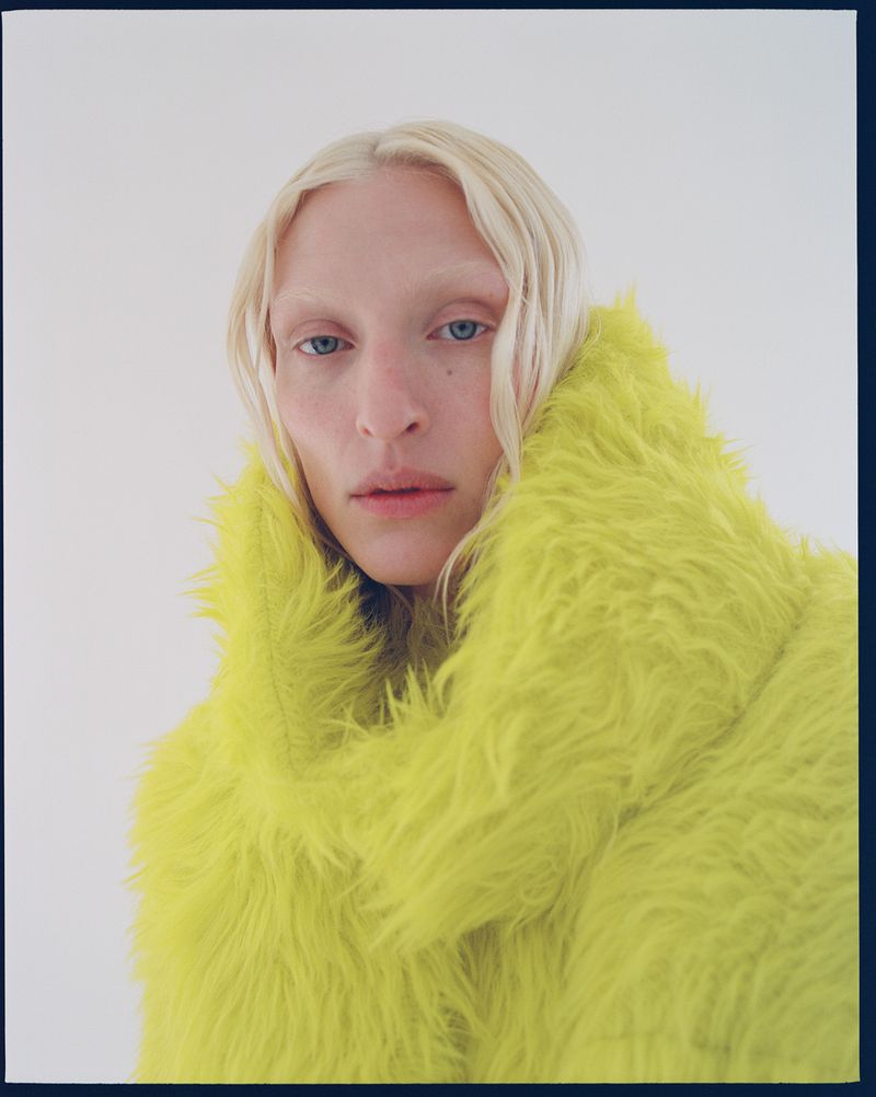 Maggie Maurer in Marc Jacobs Neon Yellow Faux Fur by Bec Parsons for Love Want Magazine Spring-Summer 2023