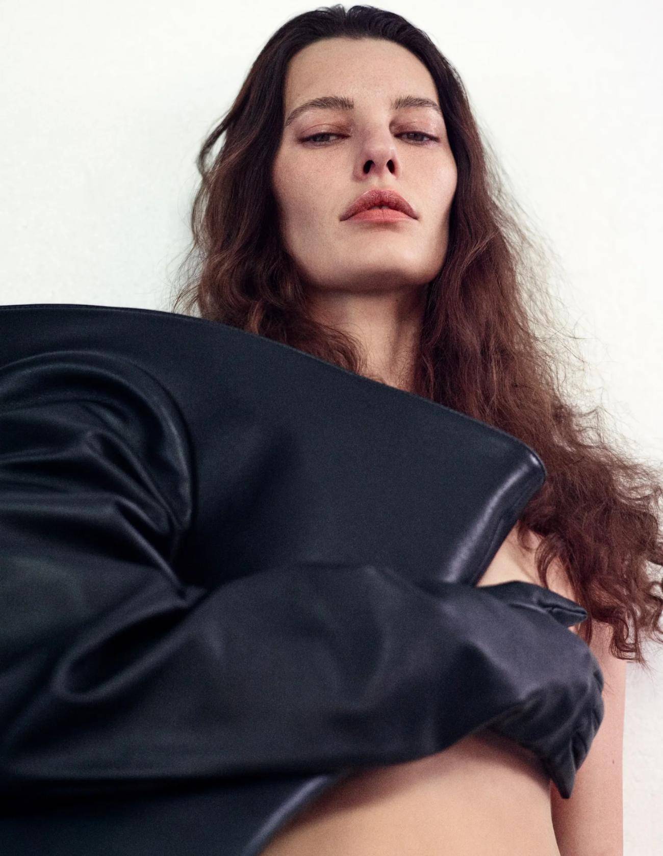 Amanda Murphy in Balenciaga Black Leather Bag with a Glove for Re-Edition Magazine Spring-Summer 2023 Fashion Editorial
