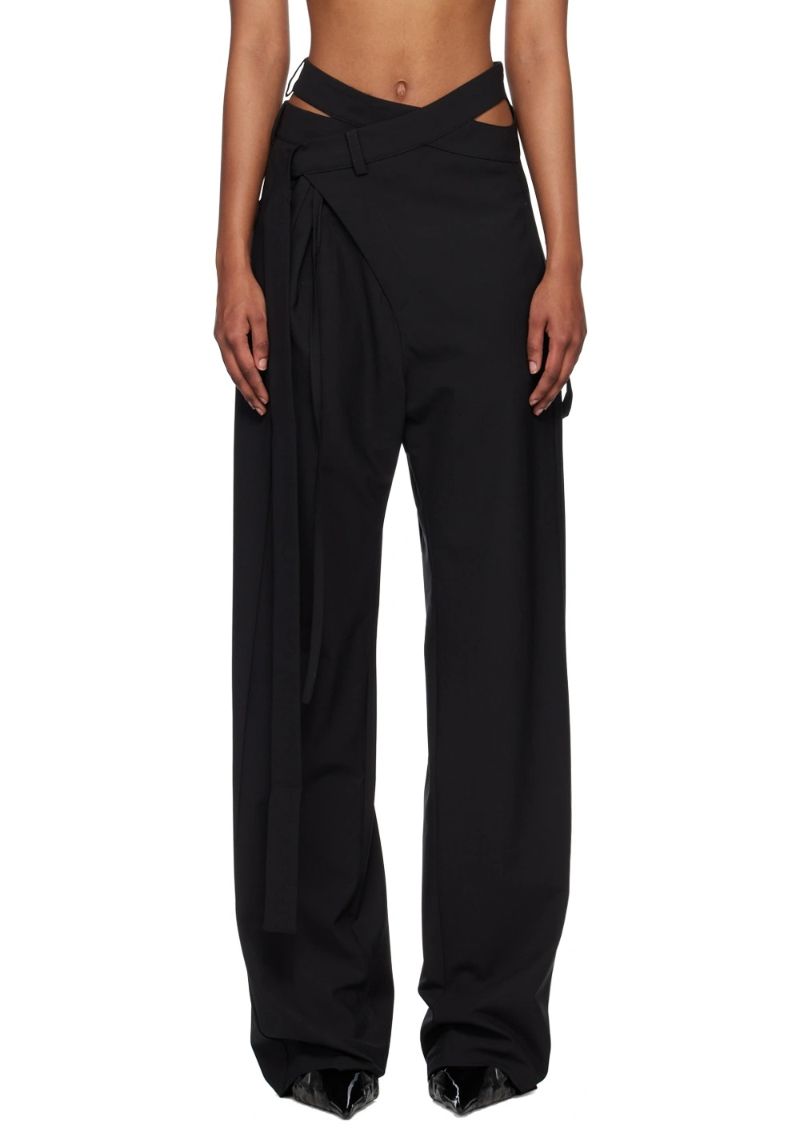 Black Wrap Trousers by Ottolinger on Sale