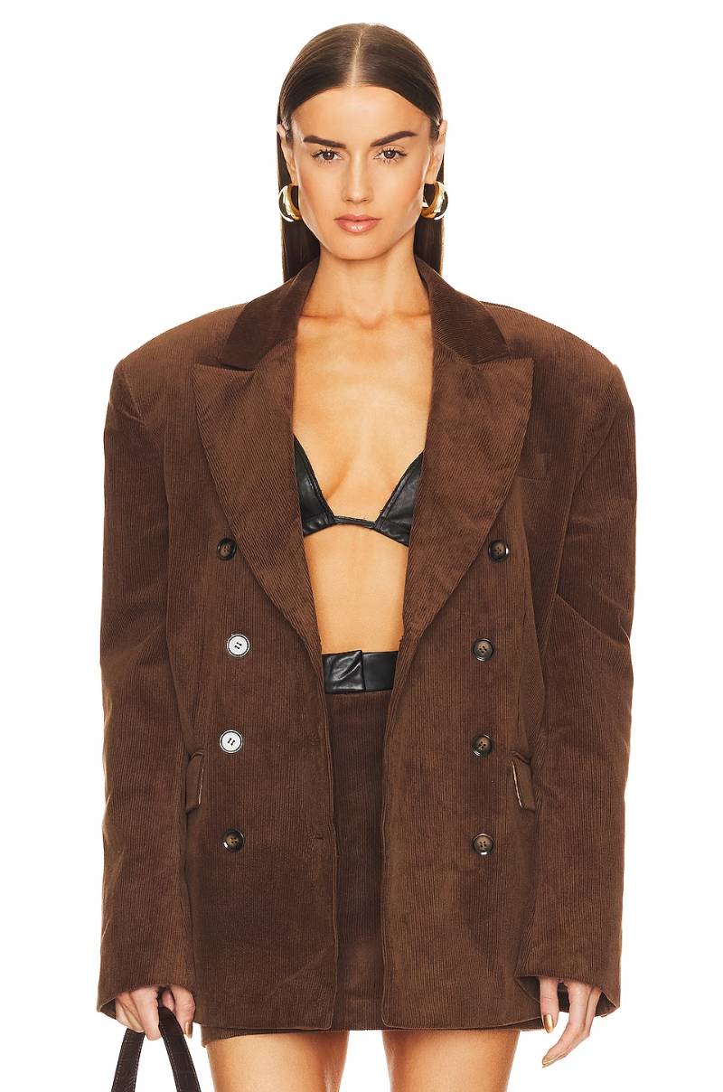 Helsa Corduroy Double Breasted Jacket in Brown  REVOLVE