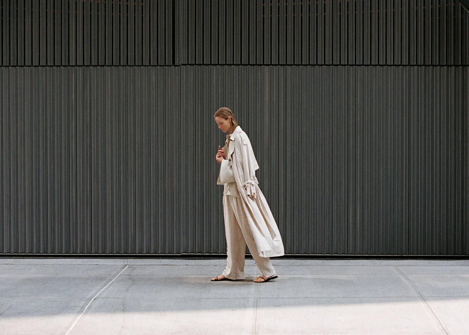 By Malene Birger White Alanise belted trench coat, Beige Derris Shirt, White Cymbaria pleated slubbed-canvas wide-leg trousers