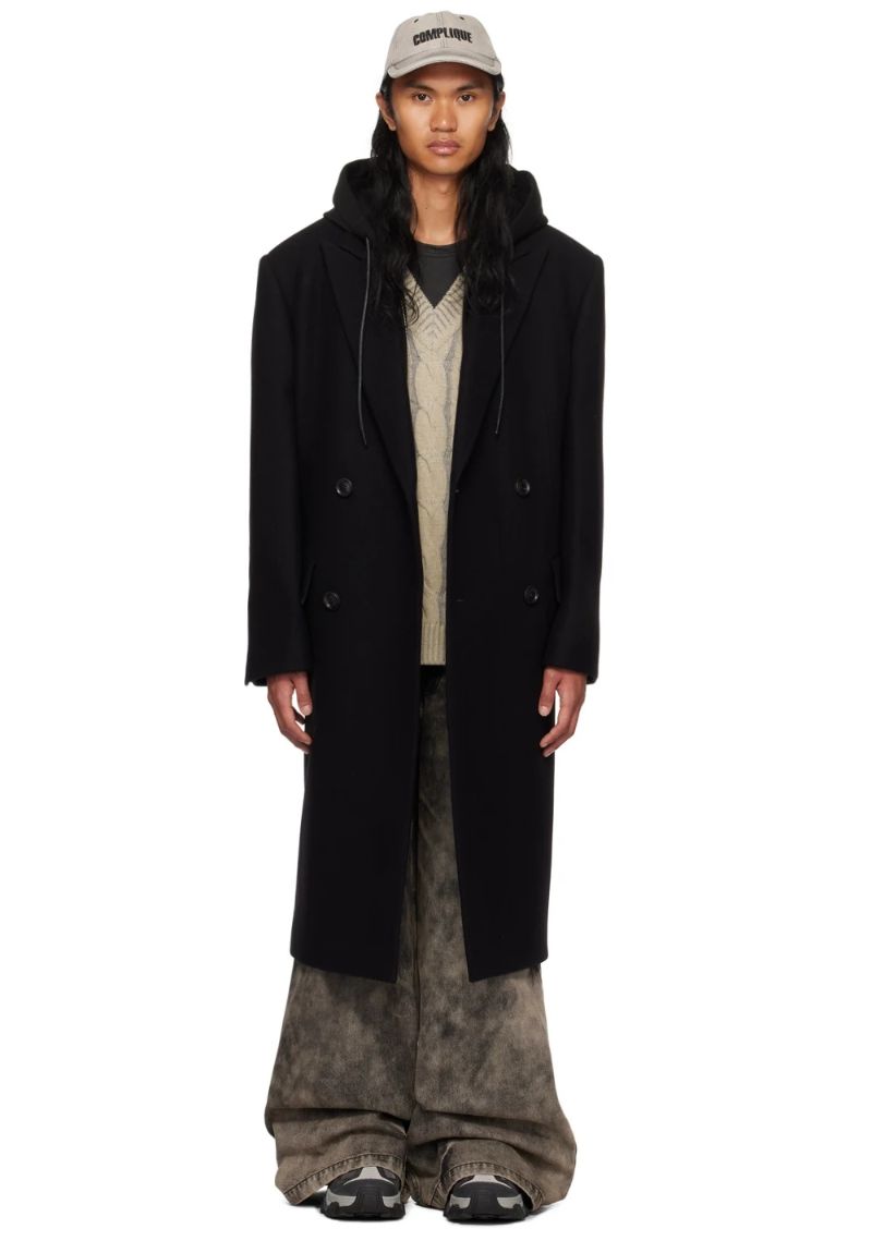 Juun.J Black Detachable Hood Coat SSENSE