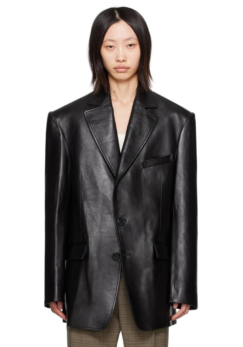 LU'U DAN Black Oversized Tailored Leather Jacket  SSENSE