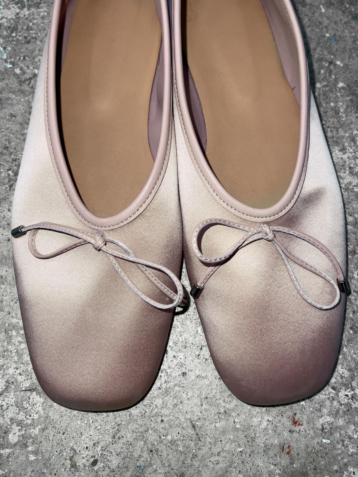 Stylist Suzanne Koller Creates the Perfect Wardrobe with Arket Timeless Pieces Pink Satin Ballerinas
