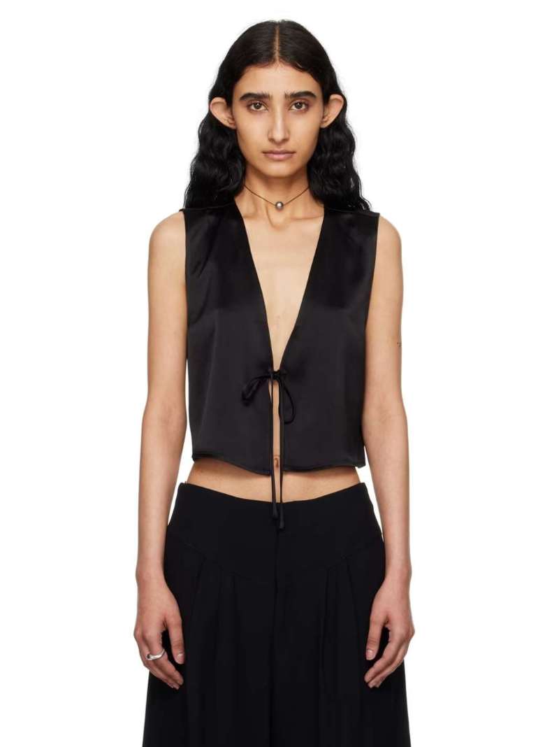 LESET Black Barb Tie Camisole  SSENSE