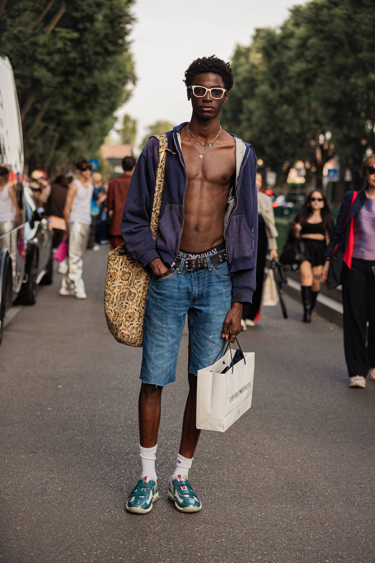 Ahmed Richards Street Style at Milan Fashion Week Spring-Summer 2024