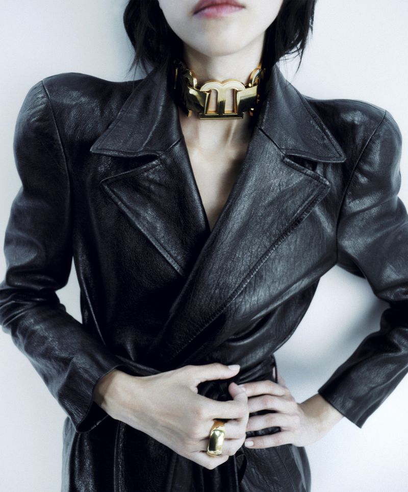 America Gonzalez in Balenciaga Leather Coat by Umit Savaci for Harper's Bazaar France October 2023