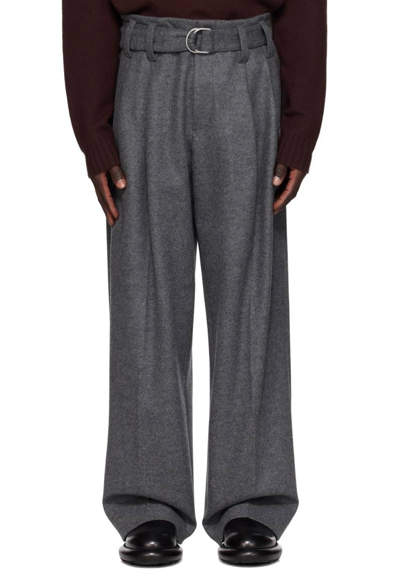 Jil Sander Gray Belted Trousers  SSENSE