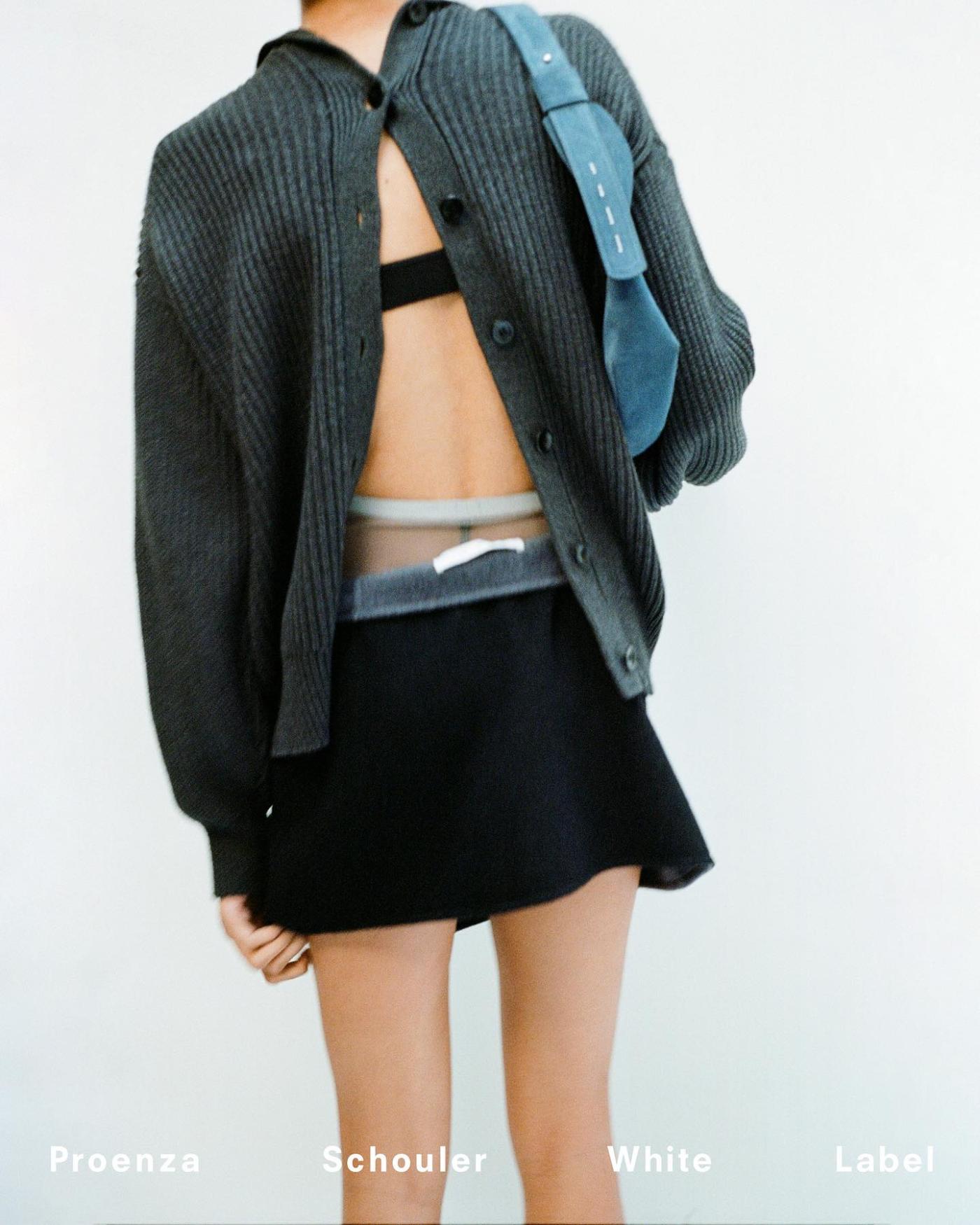 Charcoal Reversible ribbed cotton cardigan and wrap asymmetric miniskirt