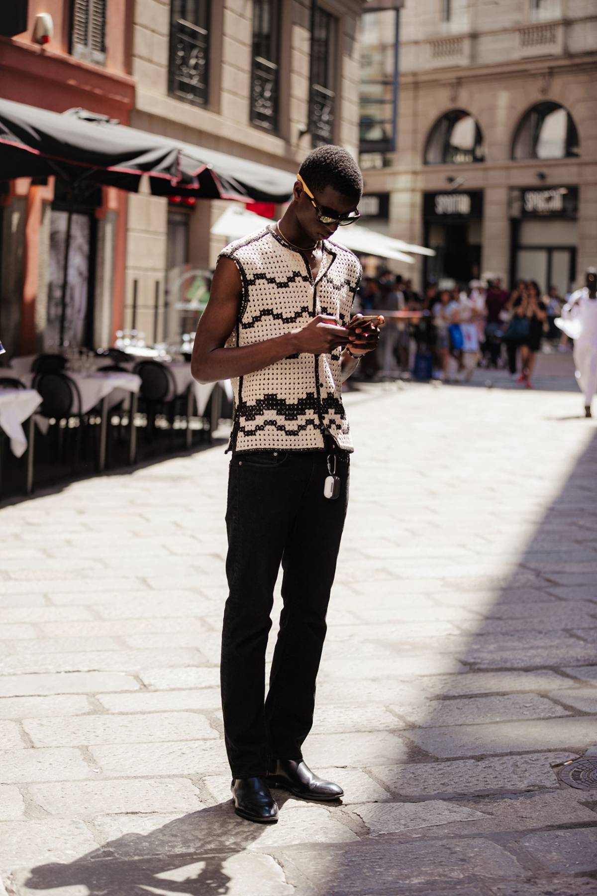 Oumar Goumballa Street Style at Milan Fashion Week Spring-Summer 2024