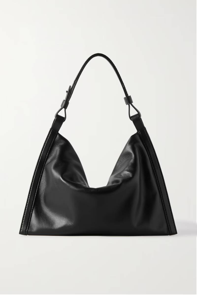 PROENZA SCHOULER WHITE LABEL Black Minetta printed glossed-leather shoulder bag  NET-A-PORTER