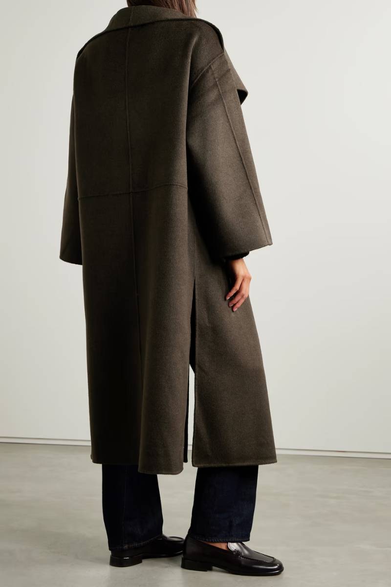 TOTEME Brown oversized wool and cashmere-blend coat