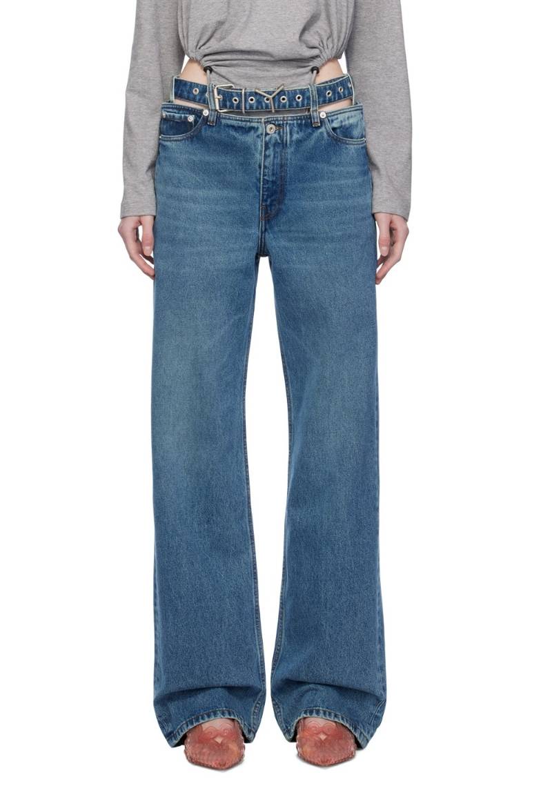 Y/Project Blue Y-Belt Jeans  SSENSE