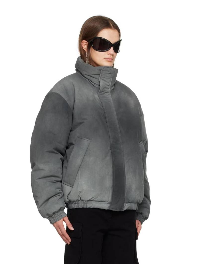 Acne Studios Gray Garment-Dyed Puffer Jacket  SSENSE