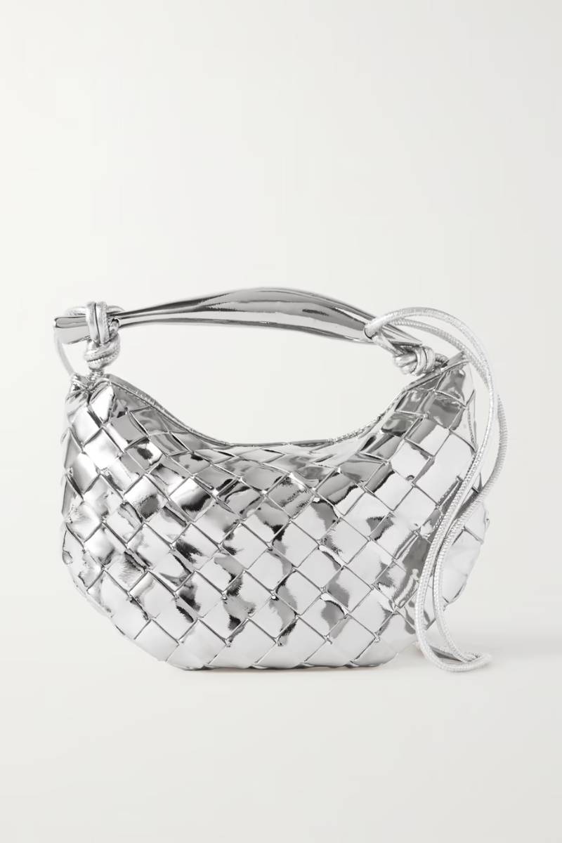 BOTTEGA VENETA Silver Sardine mini intrecciato metallic leather shoulder bag  NET-A-PORTER