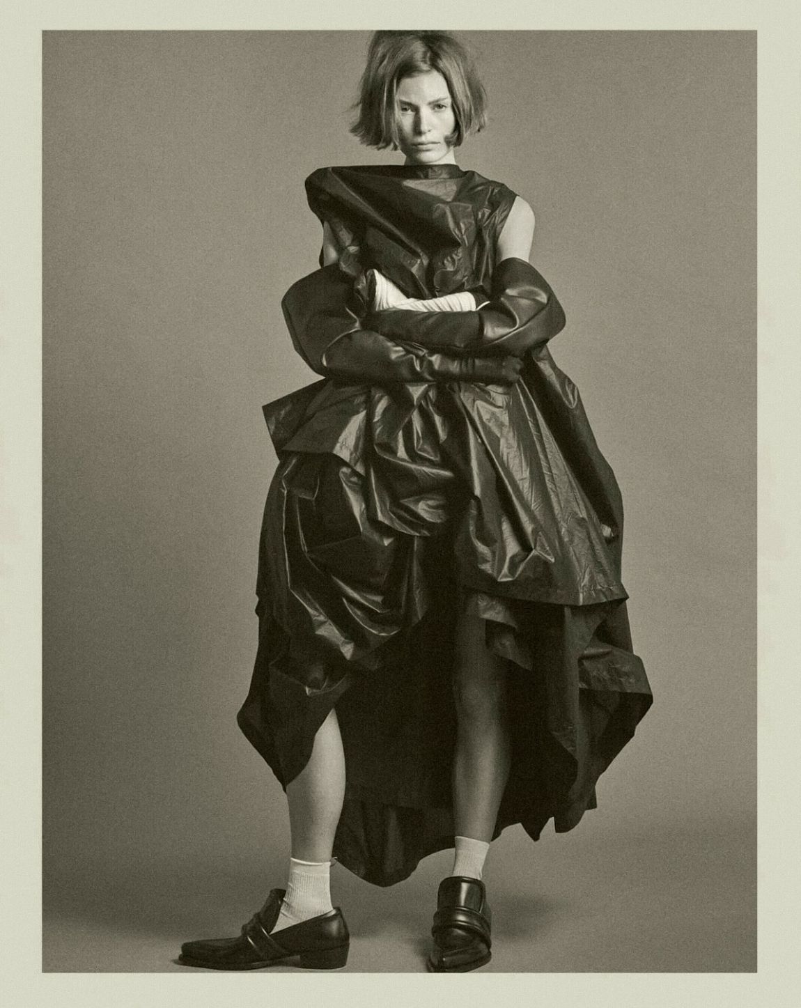 Bibi Breslin in Issey Miyake Dress by Mark Kean for Harper's Bazaar France November 2023