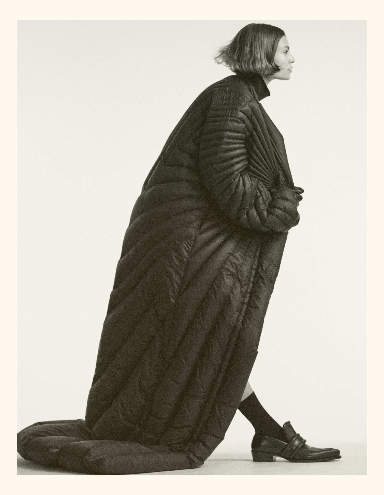 Bibi Breslin in Moncler x Rick Owens Coat by Mark Kean for Harper's Bazaar France November 2023