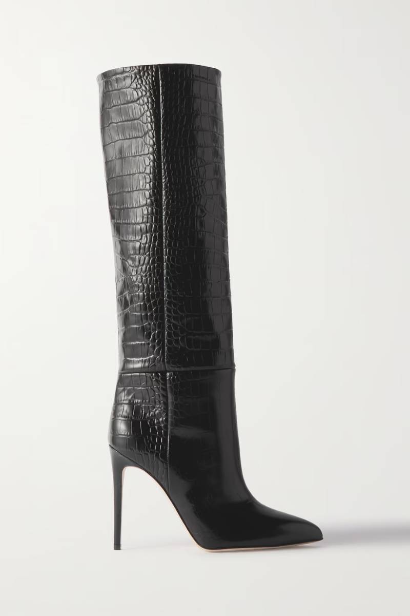 PARIS TEXAS Croc-effect leather knee boots | NET-A-PORTER