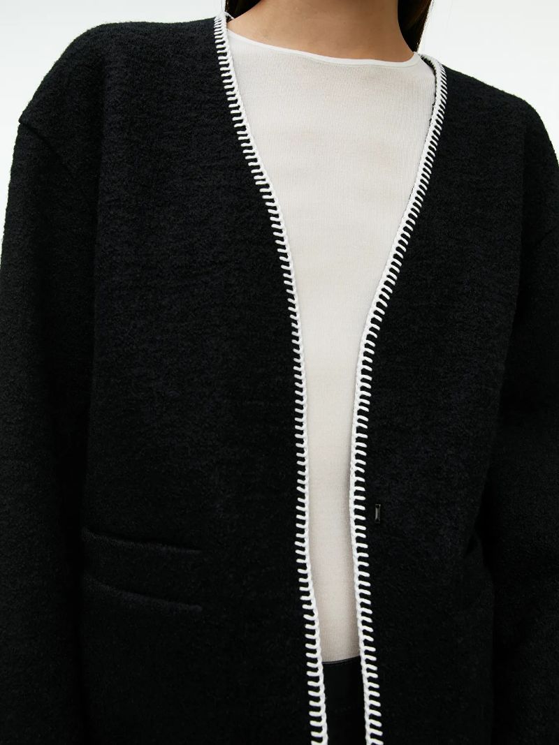 Blanket-Stitch Wool Jacket - Black White - ARKET GB