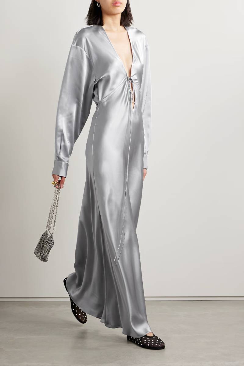 CHRISTOPHER ESBER Gray Triquetra cutout silk-satin maxi dress  NET-A-PORTER
