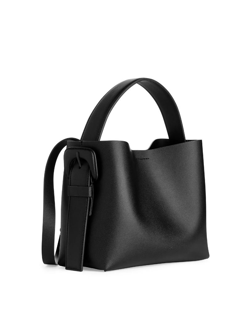 Leather Crossbody Bag - Black - ARKET GB