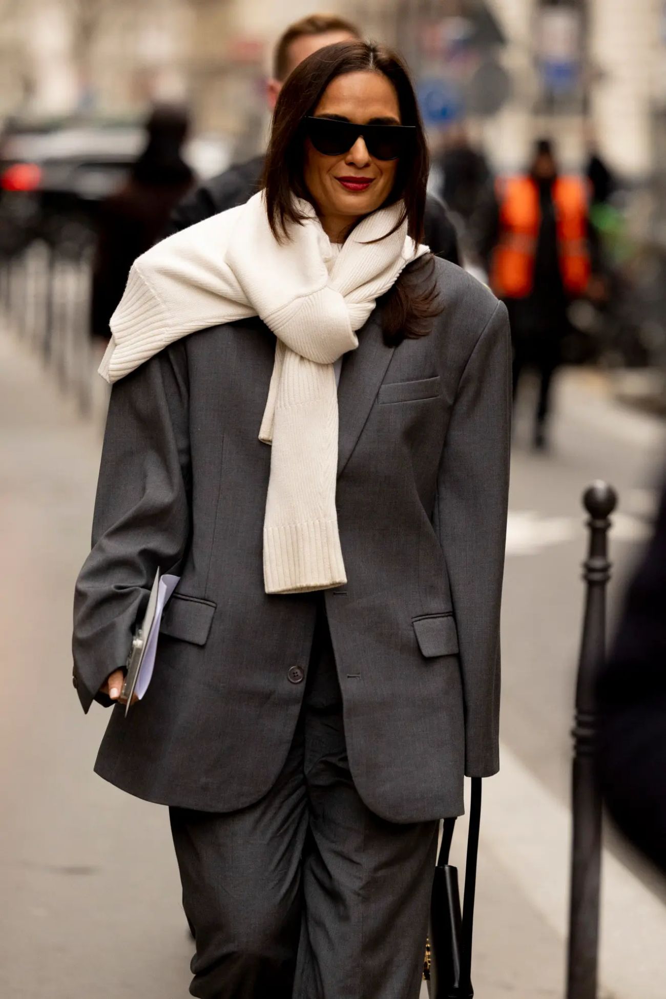 Paris Fashion Week French Style Autumn Layering Sweater Over Blazer