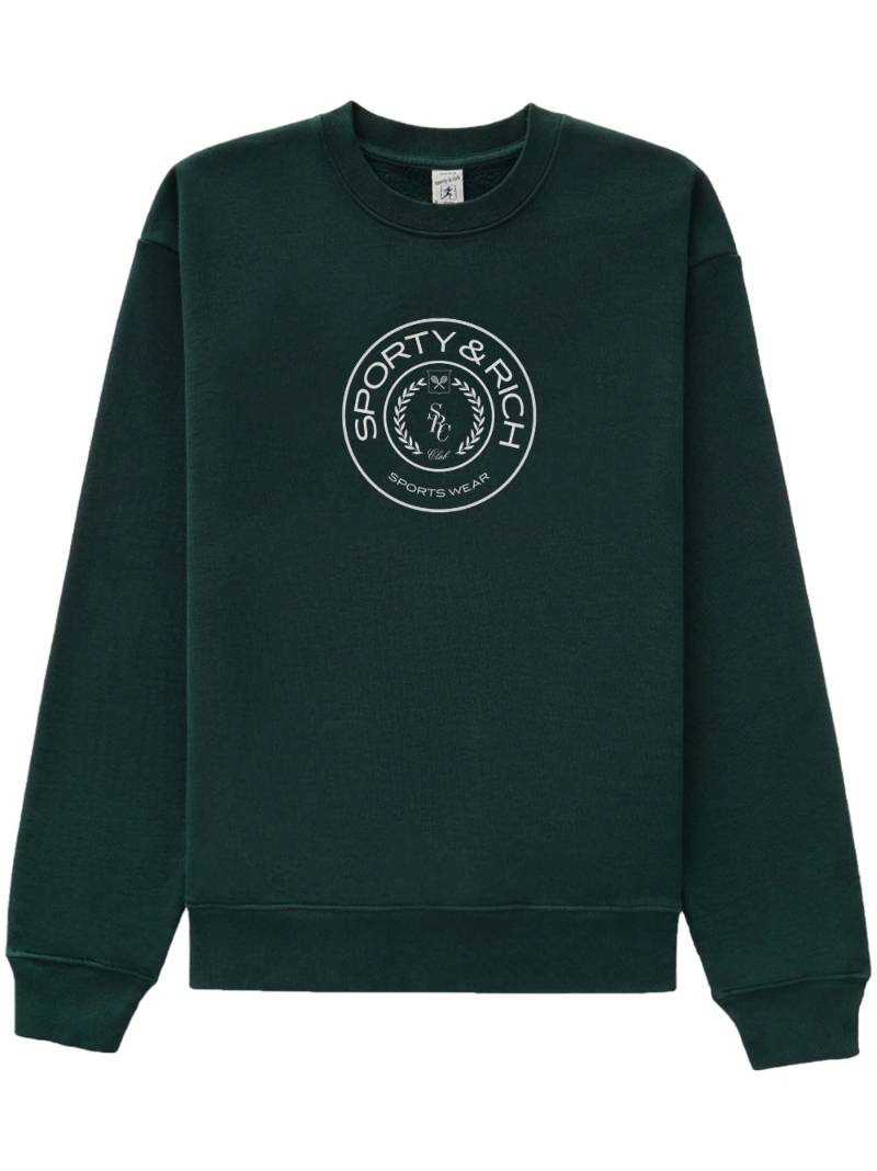 Sporty & Rich Green Connecticut Crest Cotton Sweatshirt - Farfetch