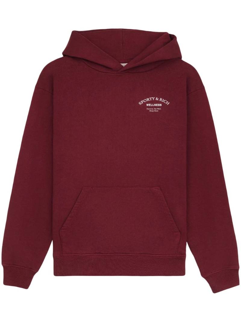 Sporty & Rich Wine Red logo-embroidered Cotton Hoodie - Farfetch