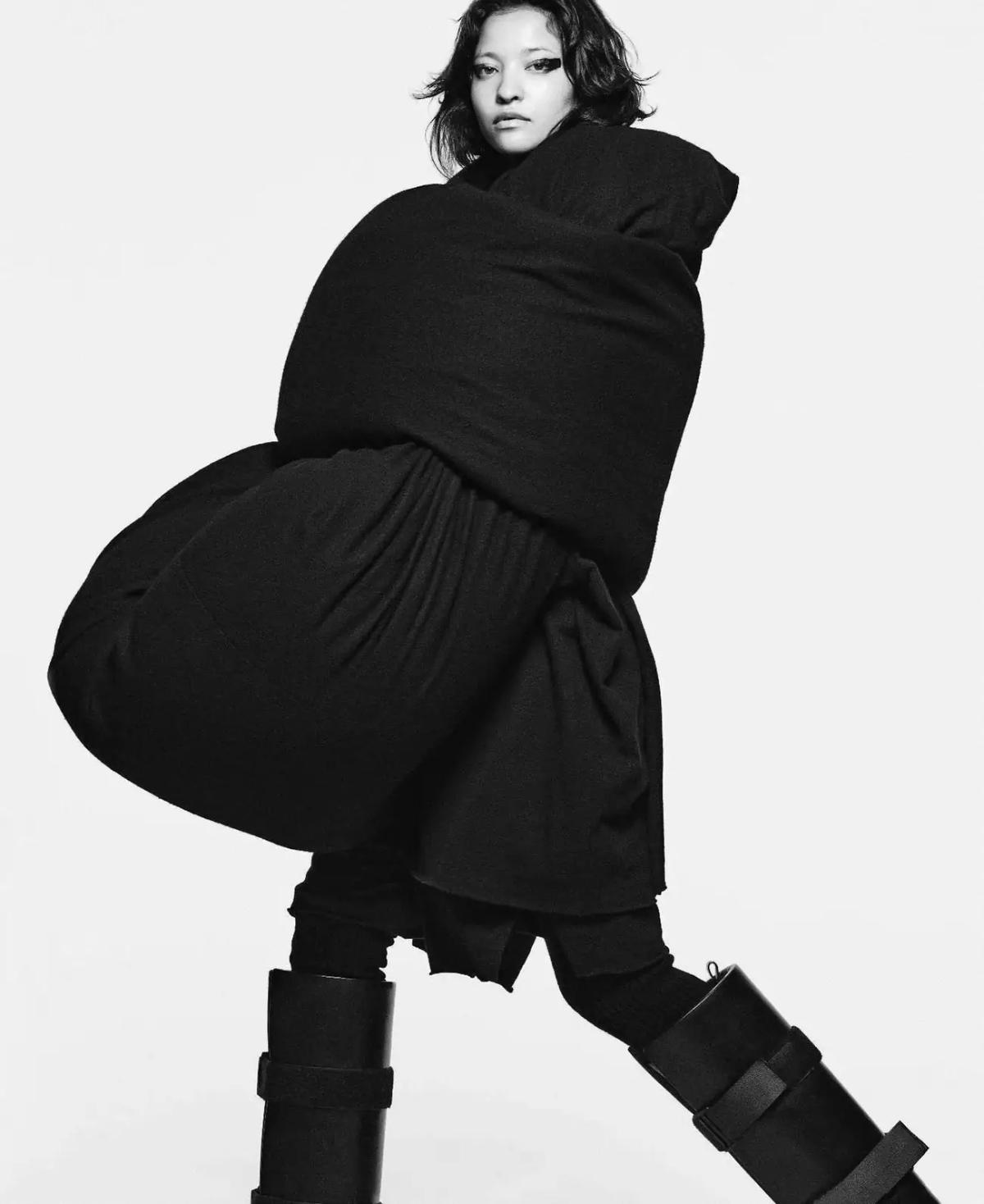 Rick Owens Black Down Jacket, Rick Owens Tall Boots Minimal Fashion Editorials