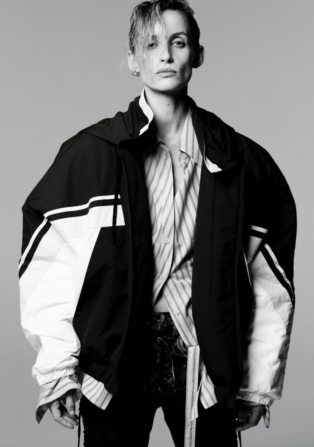 Gem Refoufi in Commission Black & White Jitsu Jacket for Luncheon Magazine Fall-Winter 2023