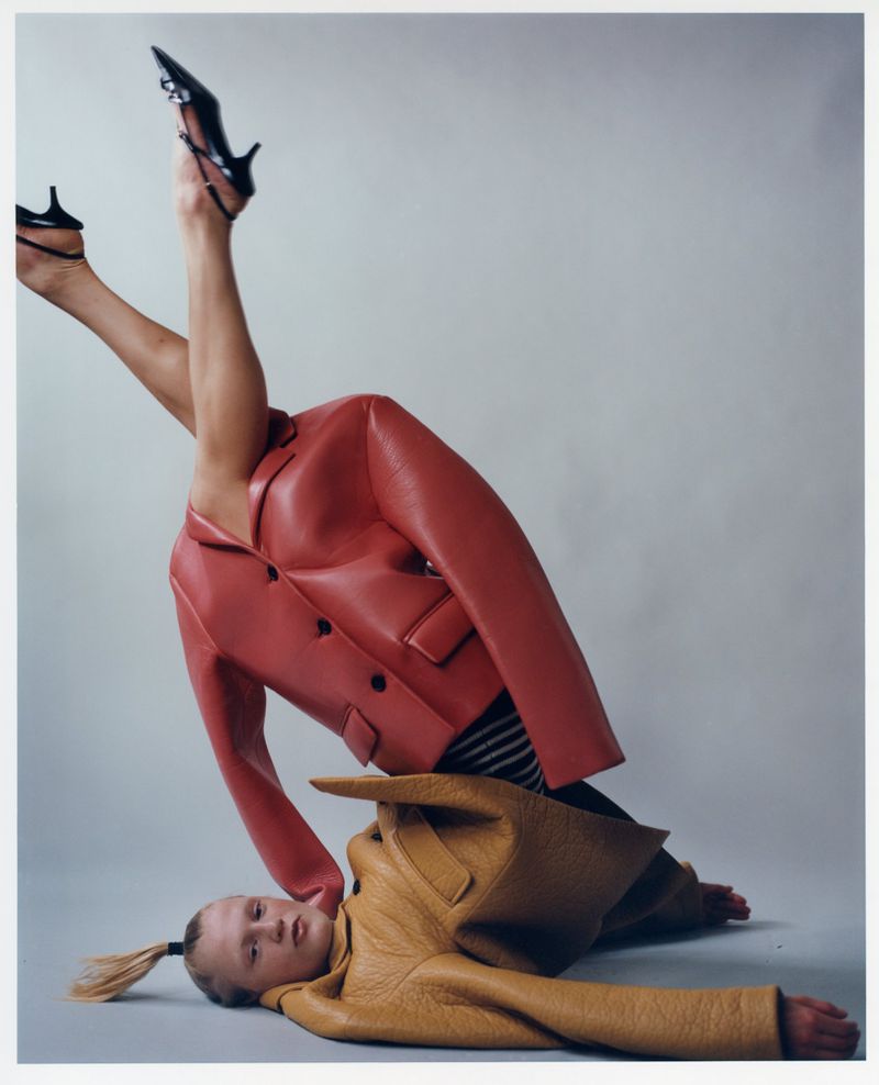 Michelle Laff in Prada Red Leather Jacket by Estelle Hanania for SZ Magazin November 2023
