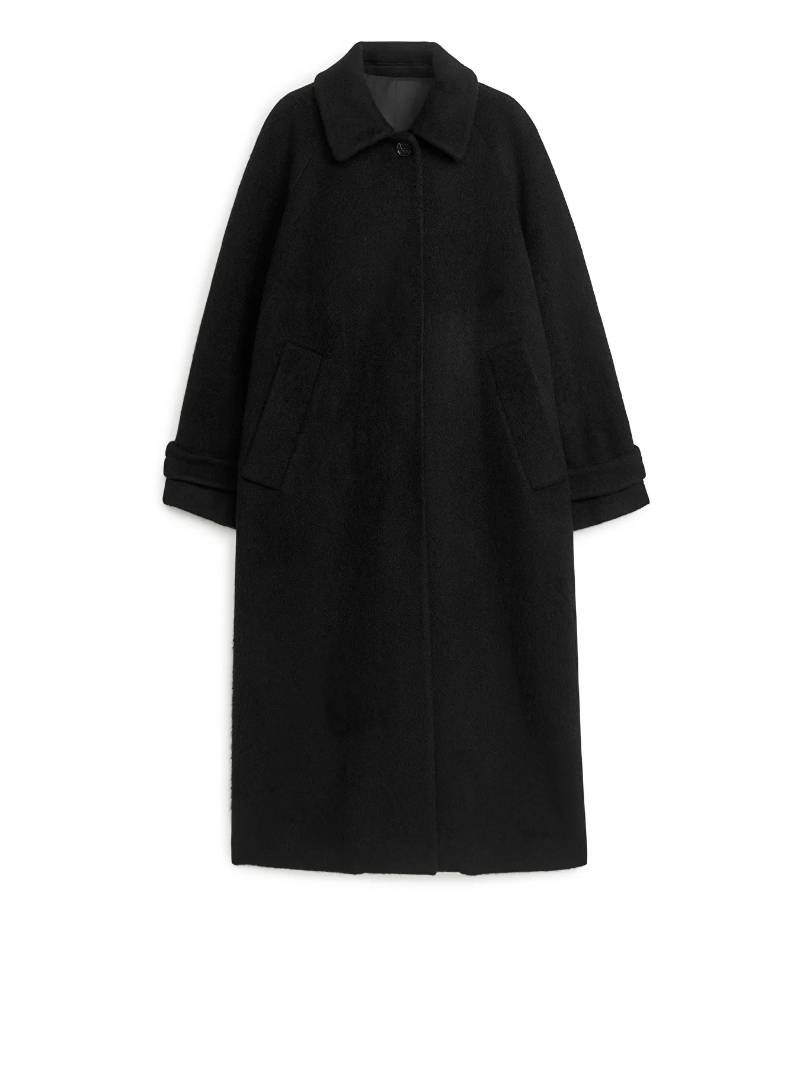 Oversized Wool Coat - Black - ARKET