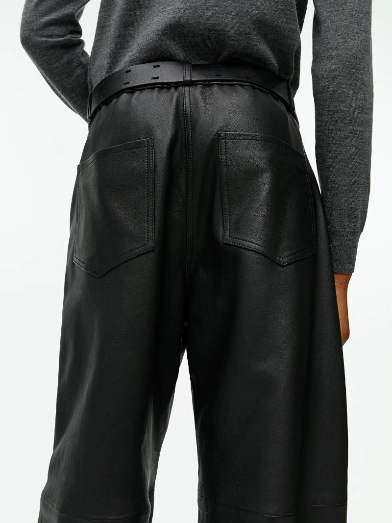 ARKET Black Relaxed Leather Trousers