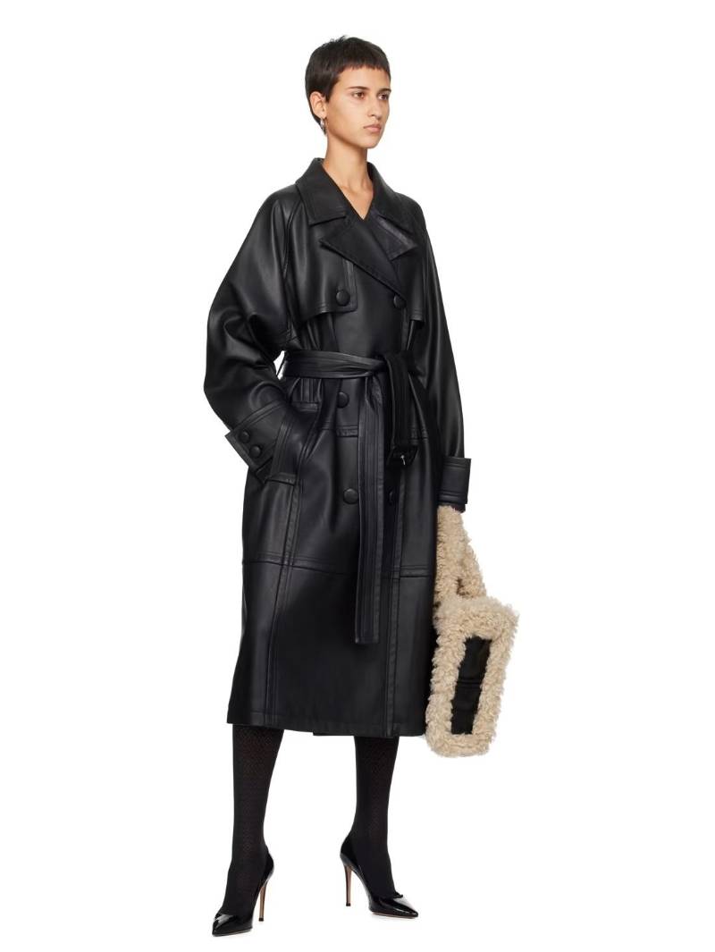 Stand Studio Black Betty Faux-Leather Trench Coat  SSENSE
