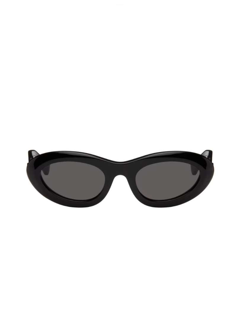 Bottega Veneta Black Bombe Round Sunglasses  SSENSE