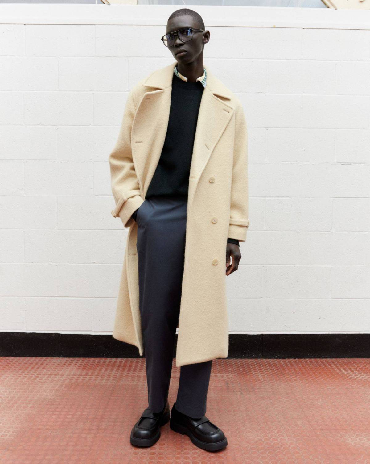 Fernando Cabral in Auralee Coat by Georgia Devey Smith for MATCHES Men's Spring-Summer 2024 Campaign