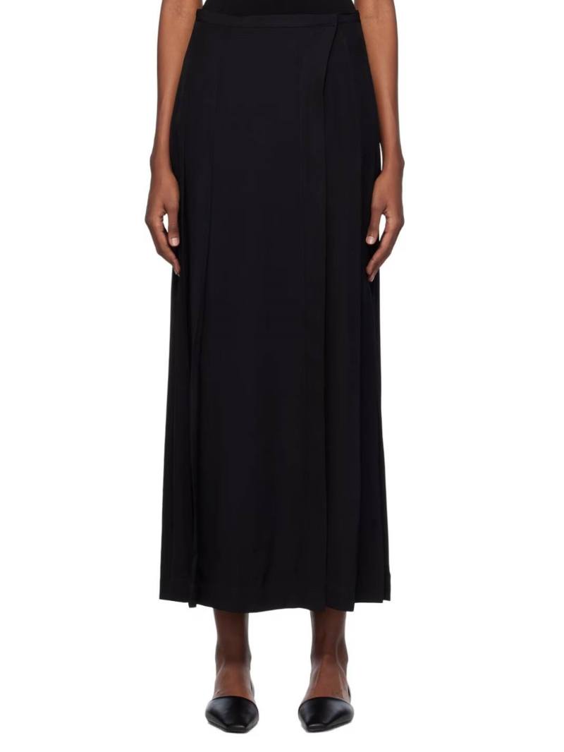 TOTEME: Black Pleated Maxi Skirt | SSENSE