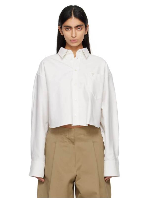 AMI Paris Off-White Embroidered Shirt  SSENSE